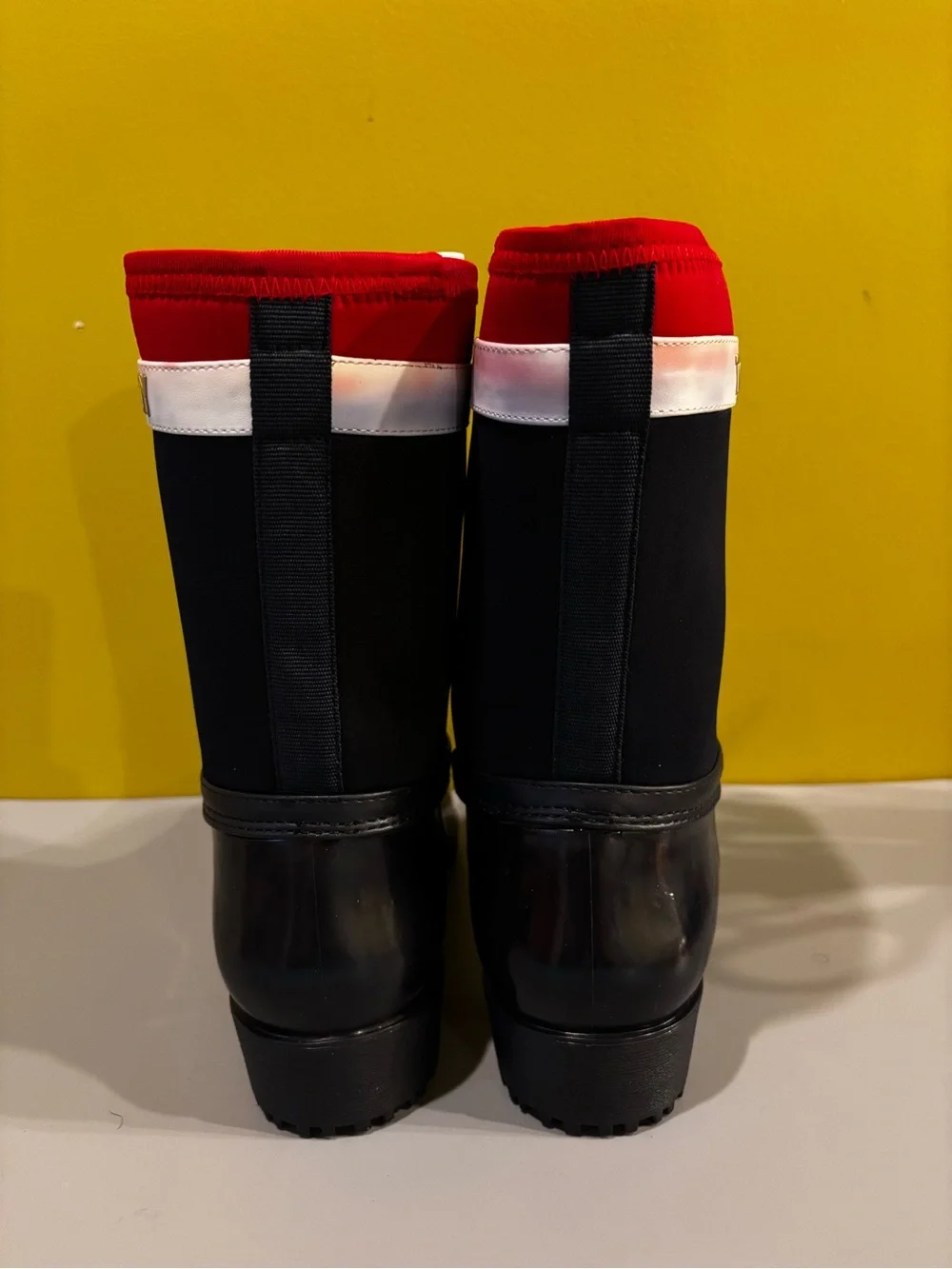 Tommy Hilfiger Black Rain Boot with Red & White Accent(HH)